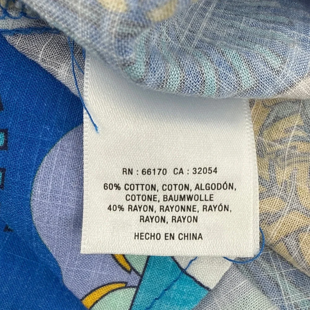 By Anthropologie Postcard Womens Small Blue Tropical Print Coverup Mini Dress - Picture 7 of 9